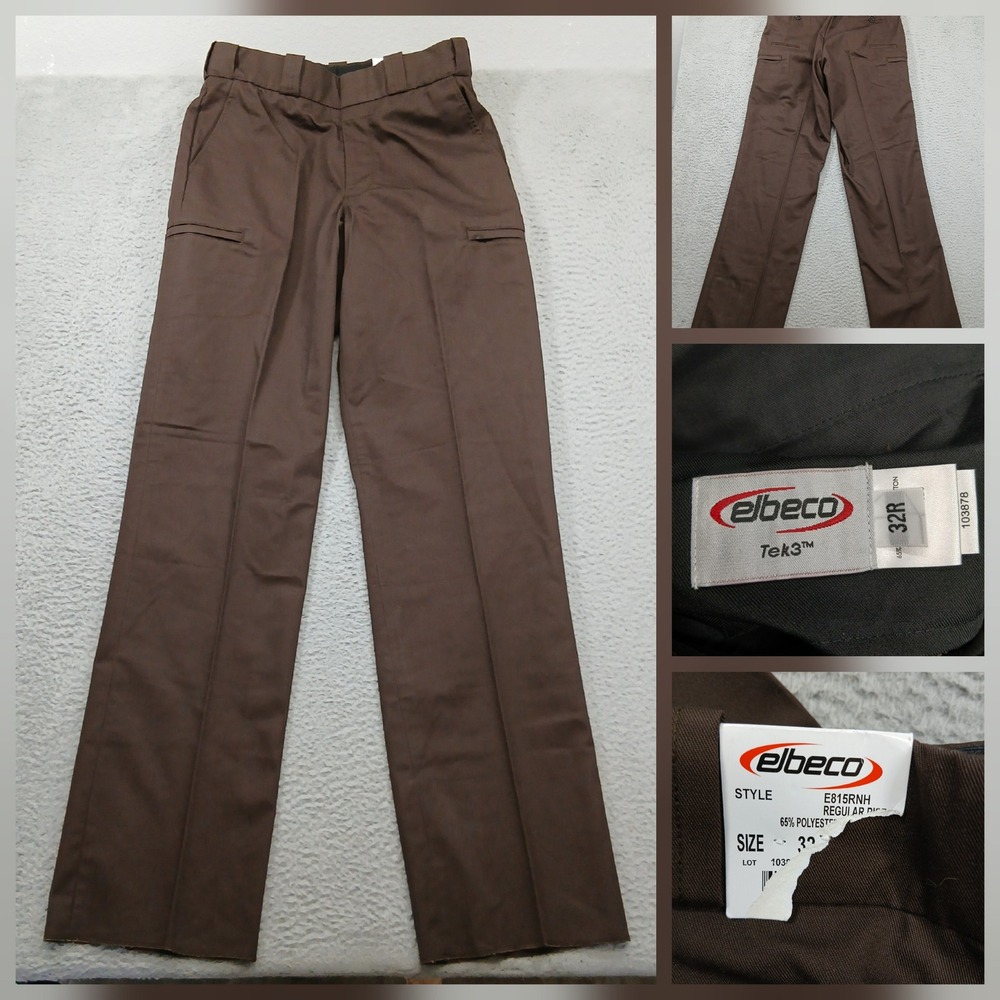 Elbeco Tek3 Uniform Pants Men's 32R Brown Polyester Work‎ Trousers read